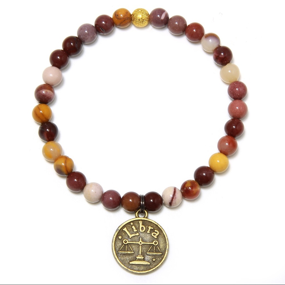 Multicolor agate bead stretch bracelet with coin